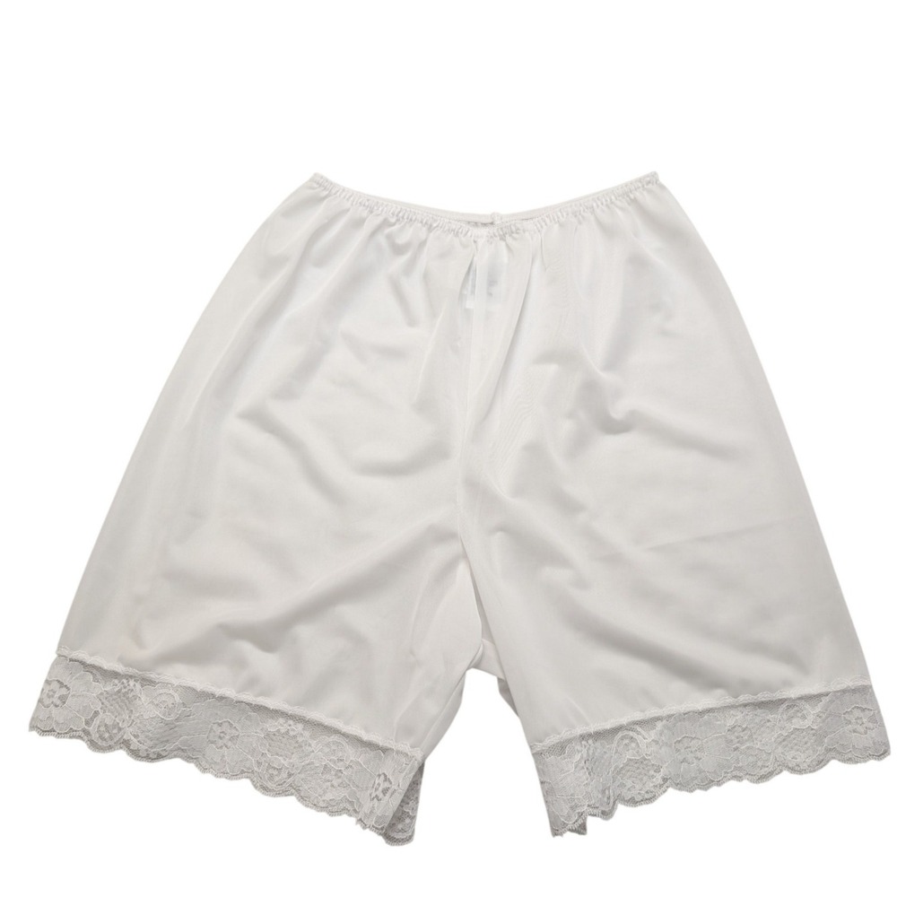 Vintage USA Metropolitan Petti-pants Womens Large White Lace Trim Culotte Slip